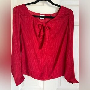 CAbi Red Blouse with Bow Accent